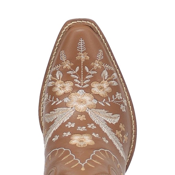Dingo Primrose Leather Bootie, Brown Embroidered Floral Western Boots, Size 8.5 - Picture 7 of 16
